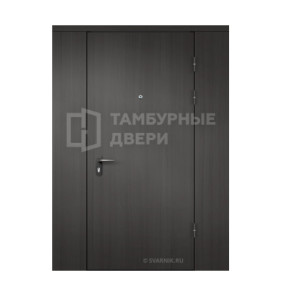 Дверь тамбурная входная с порошковым напылением и с внутренней перегородкой винорит — винилискожа окрас дуб ТД-57